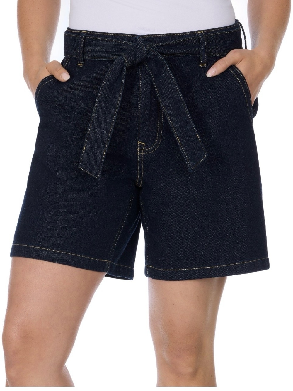 NWT Tommy Hilfiger women dark Blue Denim Tie-Belt Shorts